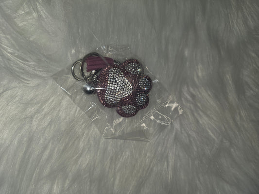Purple Paw Print Rhinestone Key Chain