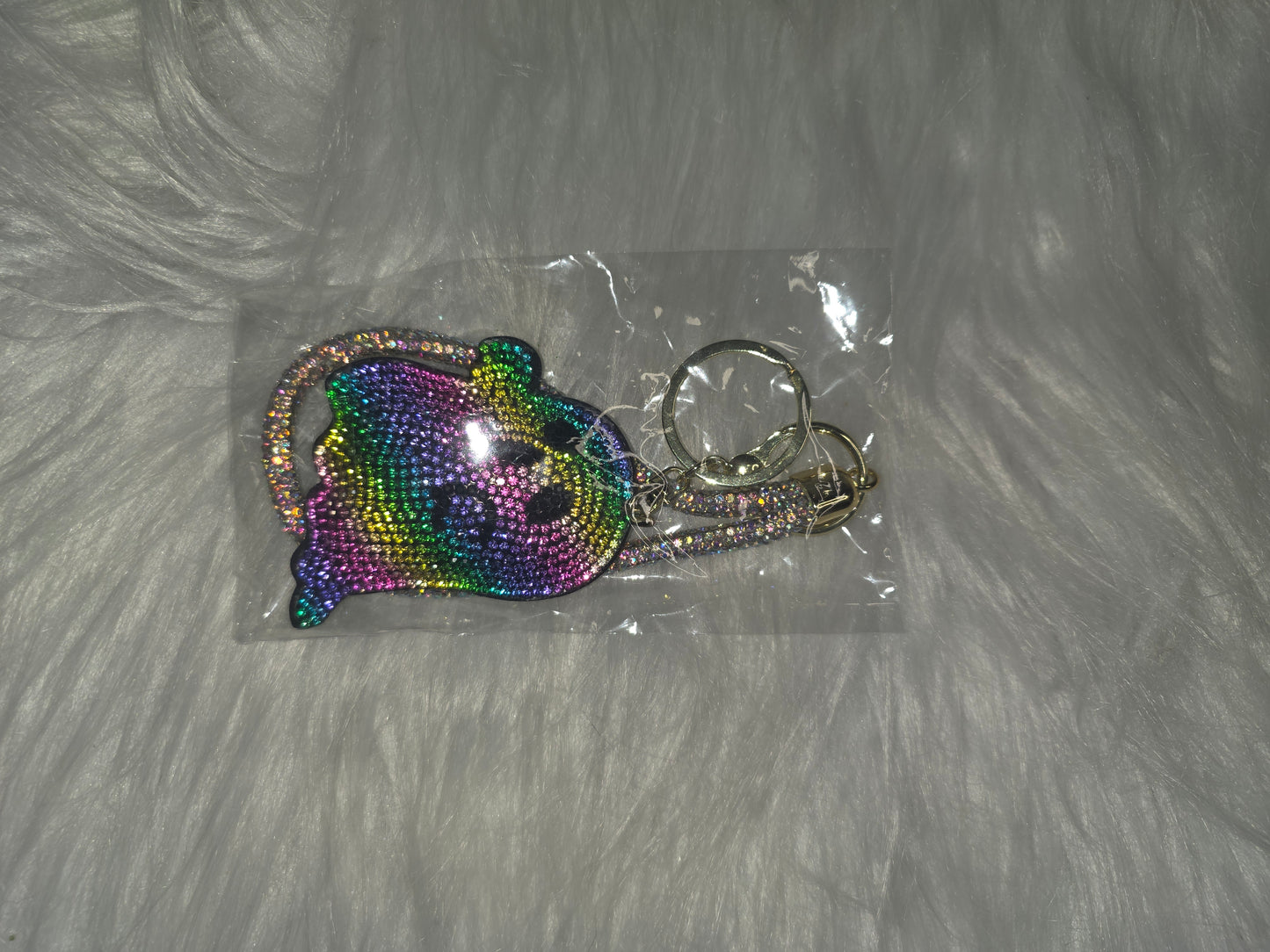 Rainbow Ghost Rhinestone Key Chain