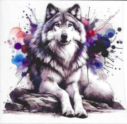 White Gray Wolf Facing Decal