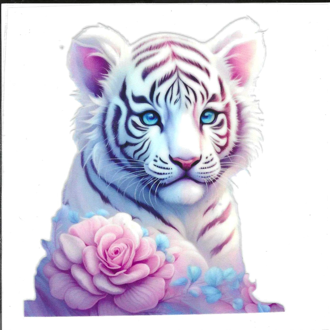 White Tiger w/Pink Rose Decal