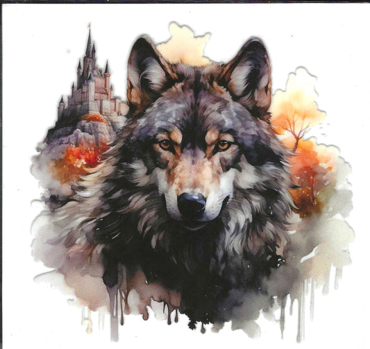 Wolf w/Castle in Background Decal