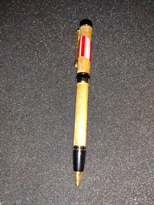 Custom woodgrain with red and white acrylic