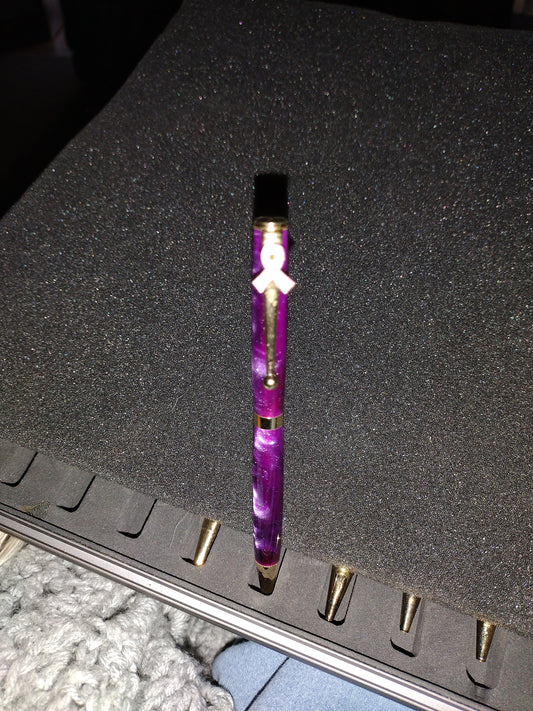 Custom Purple Acrylic wirh Breast Cancer Awareness Clip